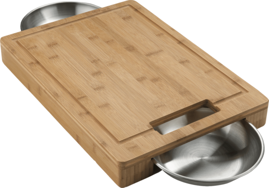 Cutting Board with Stainless Steel Bowls